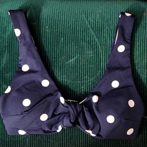 H & M Navy Blue Polkadot Bikini Top Size 6 with removable inserts
